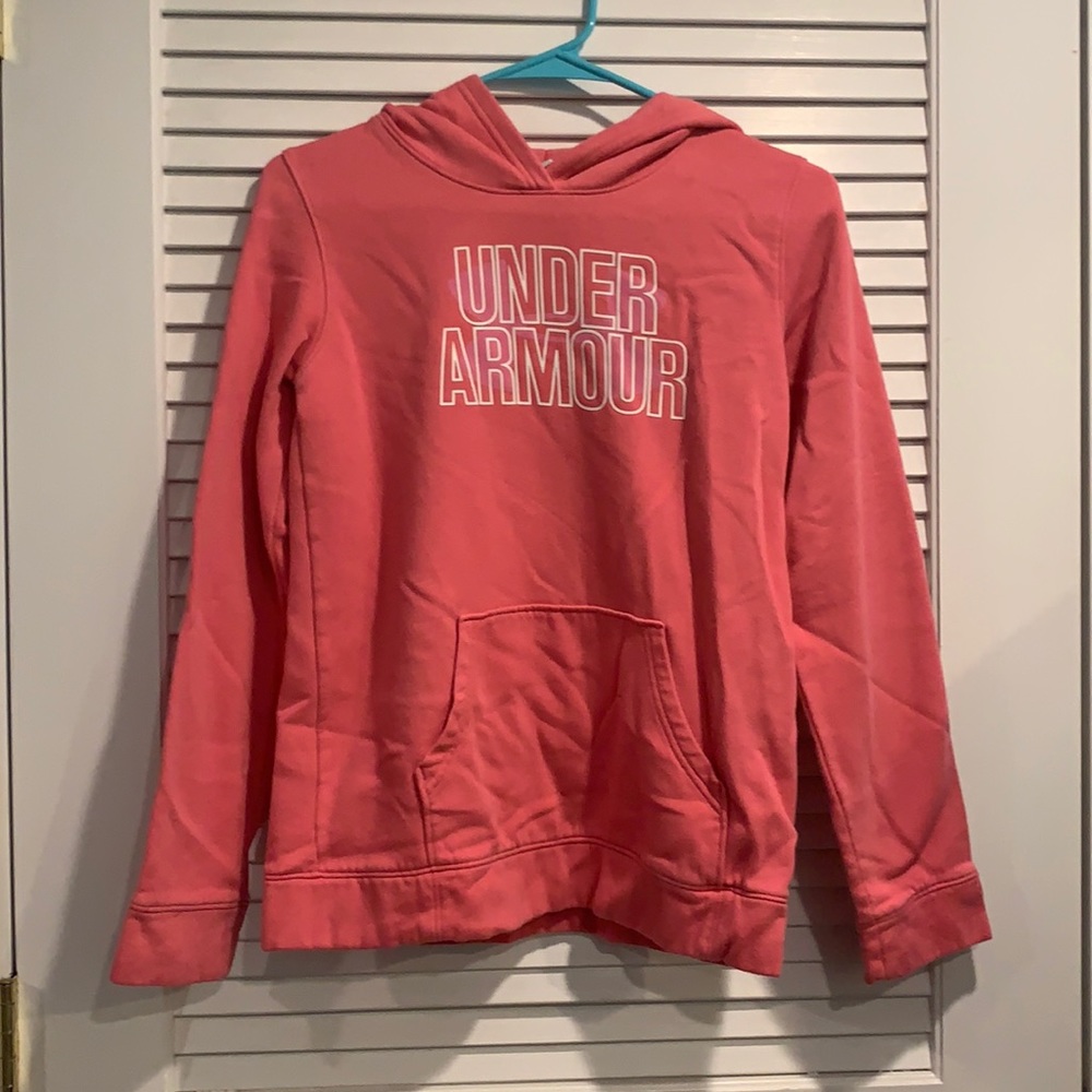 Pink Under Armour hooded sweatshirt